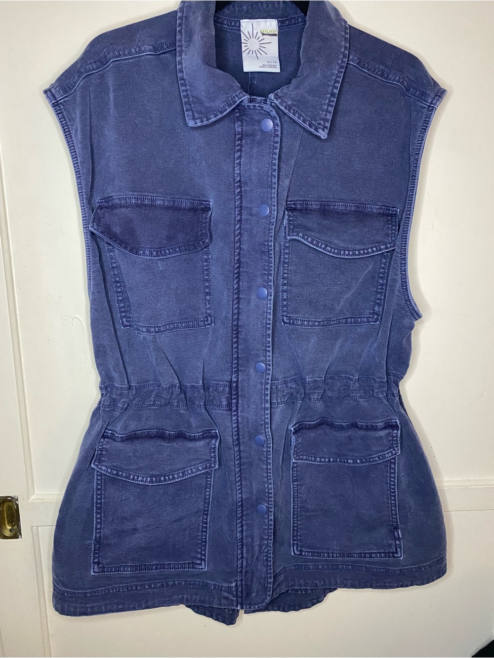 Aerie Offline Washed Indigo Utility Vest with Front Pockets